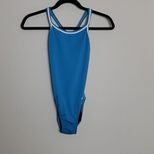 Dolfin blue and white competition swimsuit